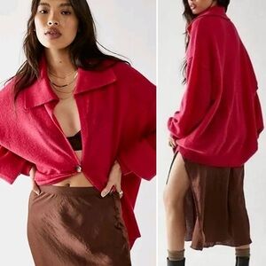 Free People Red Cardigan
